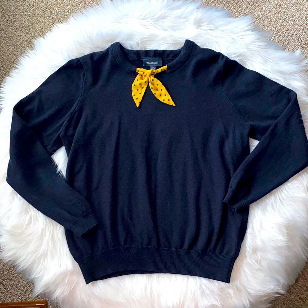 ModCloth Sweater with Neck Scarf Detail